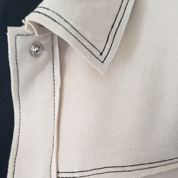 Stoosh Women's Ivory Seude Like Jacket - Picture 3 of 10